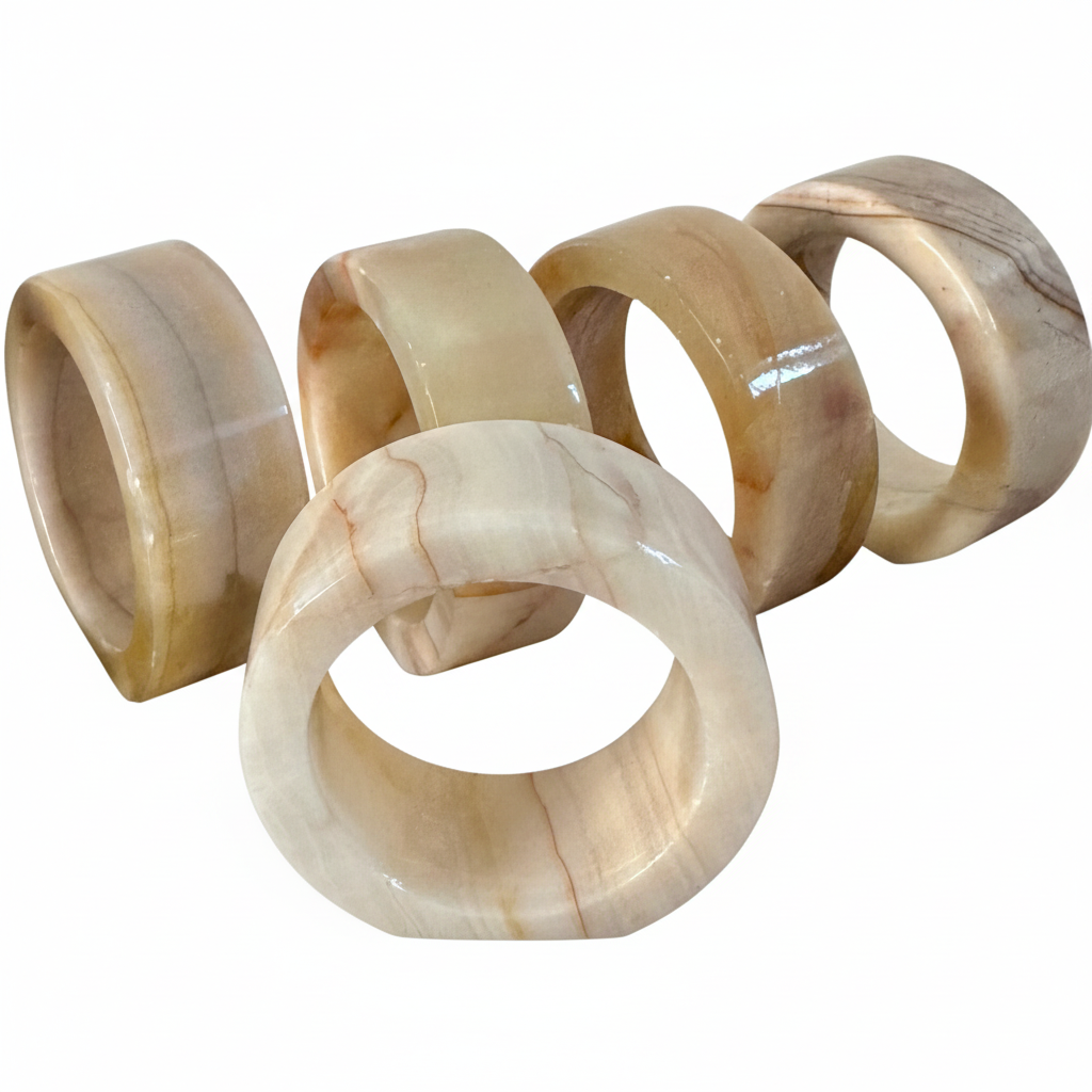 Natural Onyx Stone Napkin Rings (Set Of 6)